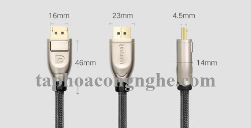 Ugreen 30124 10M Màu Đen Cáp 2 Đầu Displayport V1.2 cao cấp hỗ trợ 4K*2K 60GHz DP107 30030124